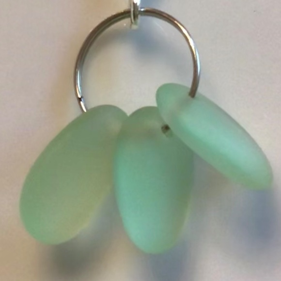 ARTISAN Sea Green Beach Glass Sterling Bail Necklace on Black Satin Cord - Picture 5 of 5